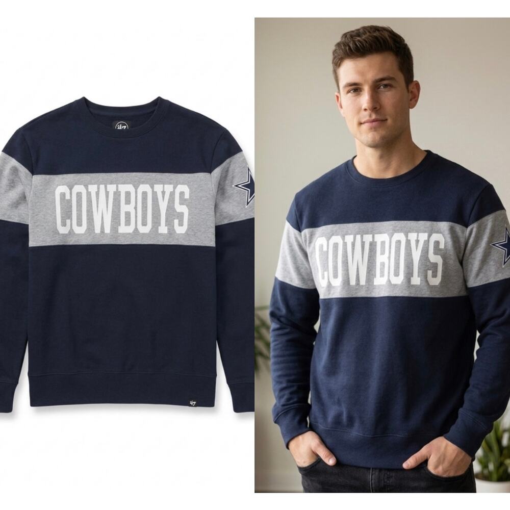 '47 Brand Dallas Cowboys Colorblock Fleece Crewneck Sweatshirt XL
